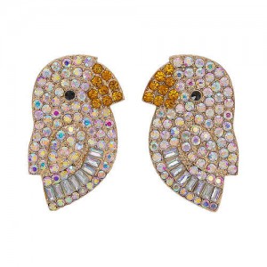 Cute Parrot High Fashion Women Statement Earrings - White