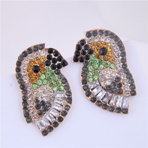 Cute Parrot High Fashion Women Statement Earrings - Black