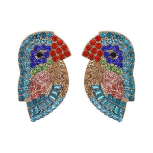 Cute Parrot High Fashion Women Statement Earrings - Blue