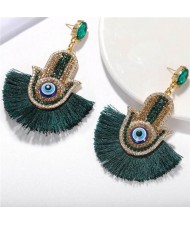 Magic Hand with Tassel Fashion Women Costume Earrings - Ink Green