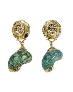 Green Conch with Golden Coarse Alloy Combo Design Fashion Earrings
