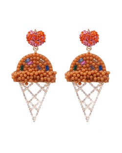 Mini Beads and Rhinestone Ice Cream Fashion Earrings - Multicolor