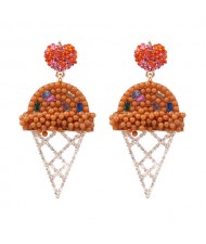 Mini Beads and Rhinestone Ice Cream Fashion Earrings - Multicolor