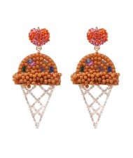 Mini Beads and Rhinestone Ice Cream Fashion Earrings - Multicolor