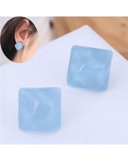 Solid Color Resin Square Design Women Fashion Earrings - Blue
