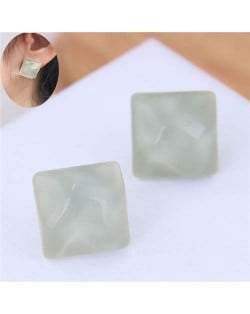 Solid Color Resin Square Design Women Fashion Earrings - Gray