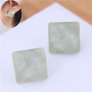 Solid Color Resin Square Design Women Fashion Earrings - Gray
