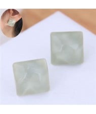 Solid Color Resin Square Design Women Fashion Earrings - Gray