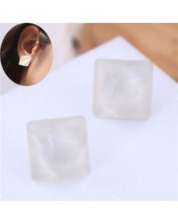 Solid Color Resin Square Design Women Fashion Earrings - White