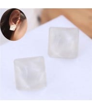 Solid Color Resin Square Design Women Fashion Earrings - White