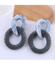 Connected Hoops Resin High Fashion Women Costume Earrings - Gray