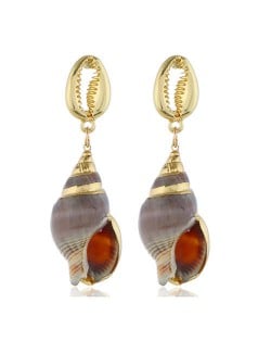 Golden Plated Seashell and Conch Combo Design High Fashion Earrings