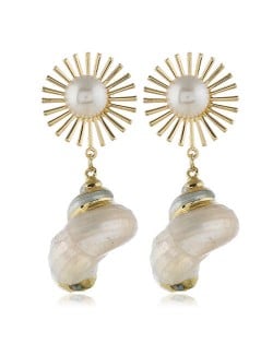 Sunflower and Conch Combo Fashion Women Costume Earrings