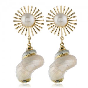 Sunflower and Conch Combo Fashion Women Costume Earrings