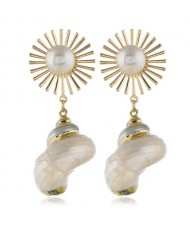 Sunflower and Conch Combo Fashion Women Costume Earrings