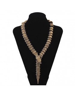 Vintage Golden Snake Fashion Statement Necklace