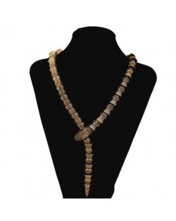 Unique Snake Design Alloy Fashion Costume Necklace - Golden