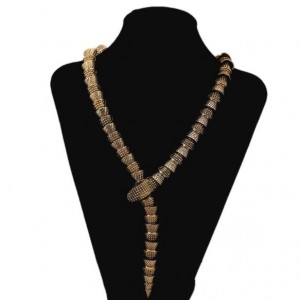 Unique Snake Design Alloy Fashion Costume Necklace - Golden