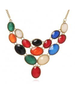 Multicolor Gems Combo High Fashion Women Costume Necklace