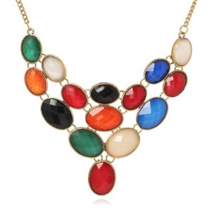 Multicolor Gems Combo High Fashion Women Costume Necklace