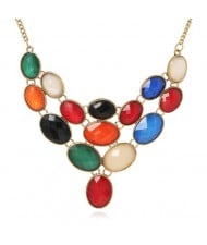 Multicolor Gems Combo High Fashion Women Costume Necklace