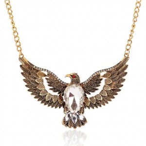Vintage Eagle Pendant Alloy High Fashion Necklace - Golden