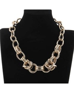Golden Chain Chunky Bold Fashion Alloy Costume Necklace