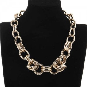 Golden Chain Chunky Bold Fashion Alloy Costume Necklace