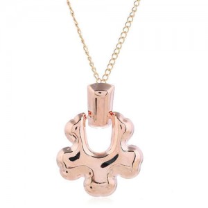 Irregular Alloy Flower Design Pendant High Fashion Women Costume Necklace - Rose Gold