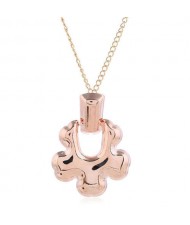 Irregular Alloy Flower Design Pendant High Fashion Women Costume Necklace - Rose Gold