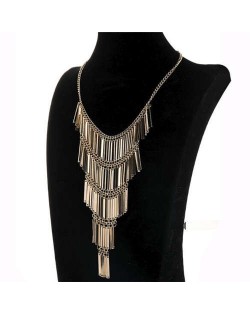 Multi-layer Alloy Sticks Tassel Fashion Chunky Style Women Costume Necklace