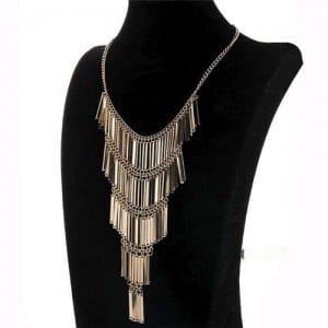 Multi-layer Alloy Sticks Tassel Fashion Chunky Style Women Costume Necklace