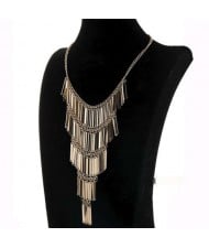 Multi-layer Alloy Sticks Tassel Fashion Chunky Style Women Costume Necklace