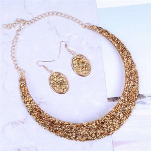 Rhinestone Embellished Arch Design Shining Fashion Costume Necklace and Earrings Set - Champagne