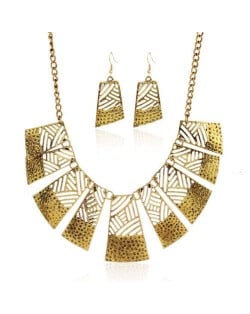 Vintage Hollow Style Trial Fashion Costume Necklace and Earrings Set