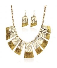 Vintage Hollow Style Trial Fashion Costume Necklace and Earrings Set