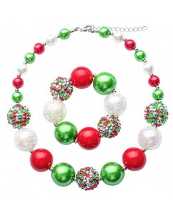 Christmas Fashion Baby Necklace and Bracelet Jewelry Set