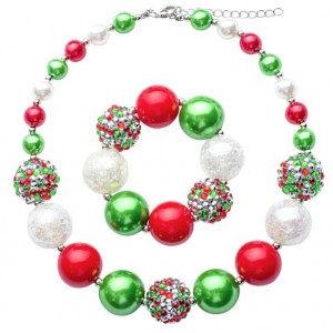 Christmas Fashion Baby Necklace and Bracelet Jewelry Set
