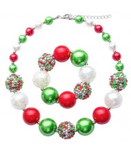 Christmas Fashion Baby Necklace and Bracelet Jewelry Set