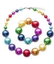 Multicolor Acrylic Beads Kids Necklace and Bracelet Jewelry Set