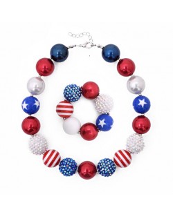 U.S. Flag Fashion Baby Necklace and Bracelet Jewelry Set