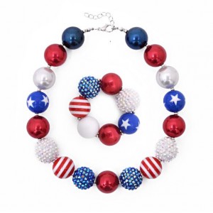 U.S. Flag Fashion Baby Necklace and Bracelet Jewelry Set