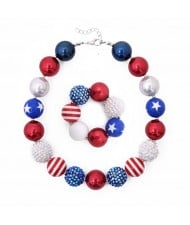 U.S. Flag Fashion Baby Necklace and Bracelet Jewelry Set