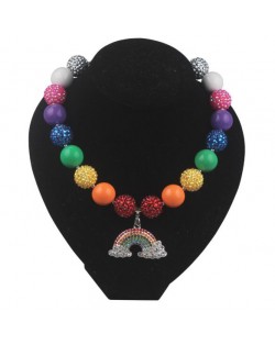 Rainbow Pendant Candy Color Beads Fashion Baby Necklace