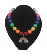 Rainbow Pendant Candy Color Beads Fashion Baby Necklace