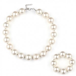 Pearl Fashion Princess Style Toddler Necklace and Bracelet Jewelry Set