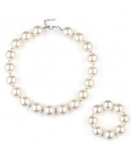 Pearl Fashion Princess Style Toddler Necklace and Bracelet Jewelry Set