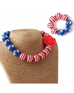 U.S.A. Theme Toddler Necklace and Bracelet Jewelry Set