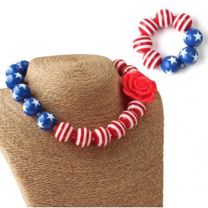 U.S.A. Theme Toddler Necklace and Bracelet Jewelry Set