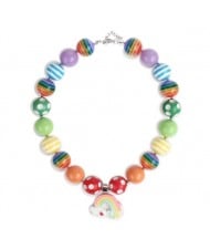Rainbow Pendant Various Colors Beads Fashion Baby Necklace